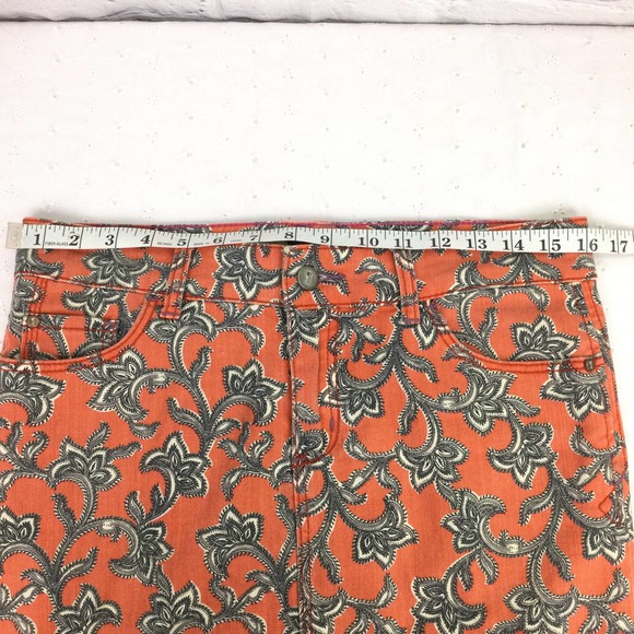 Pilcro and the Letter Press Orange Paisley Knee Length Skirt Women's Size 27 - Picture 7 of 9